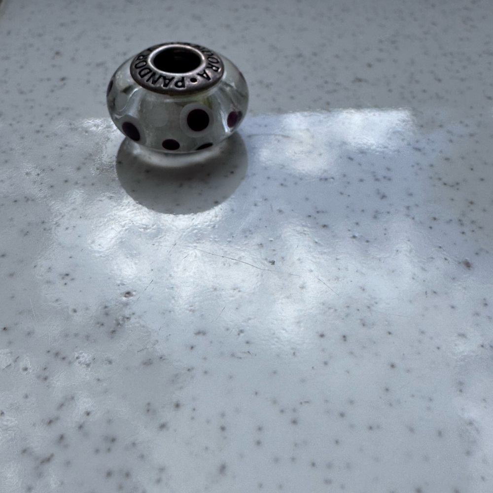 Pandora Glass Charm with Purple Dots